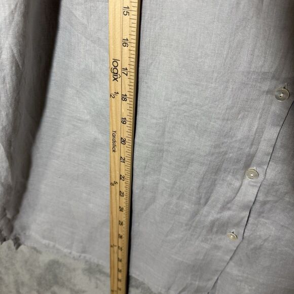 NWT J Jill Love 100% Linen Top Plus 2X Gray Lagenlook Essentials Zinc Sleeves - Picture 6 of 8